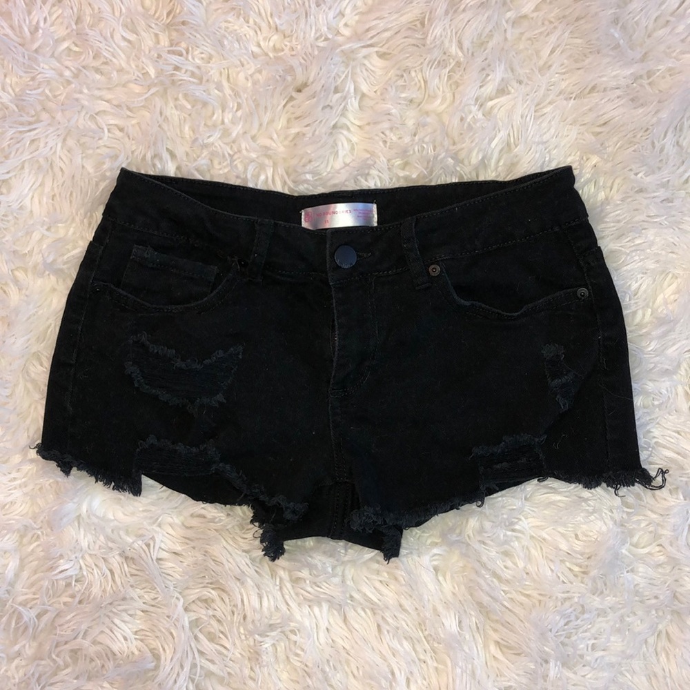 Frayed Black Jean Shorts